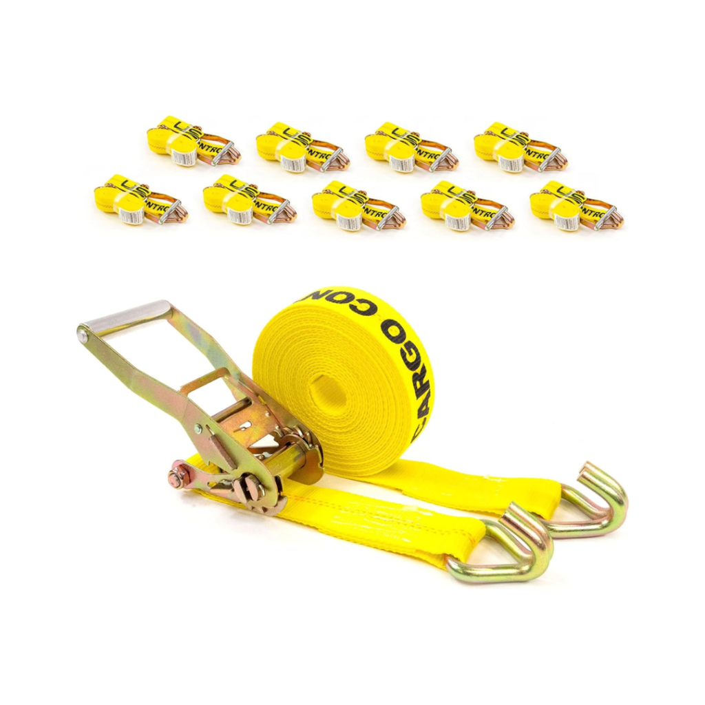 US Cargo Control J Hook Ratchet Straps Heavy Duty (10-Pack)