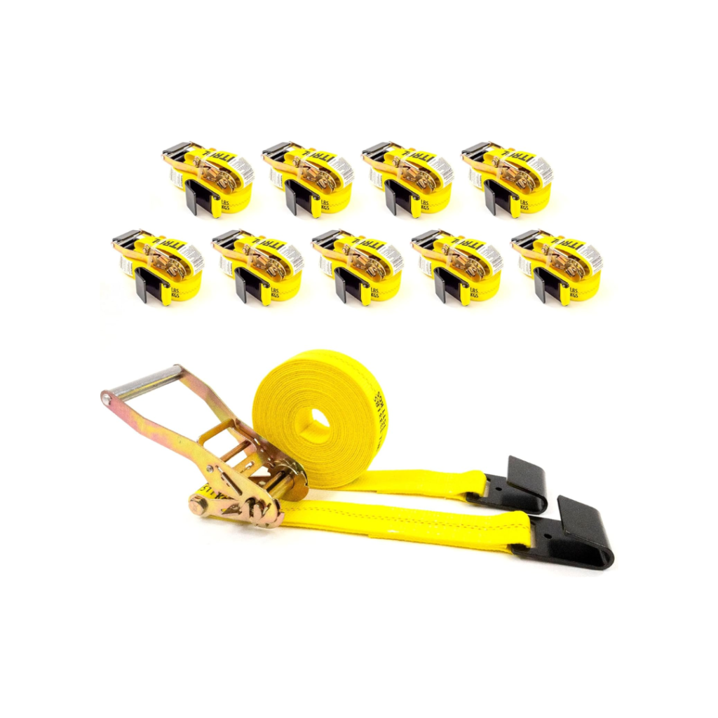 US Cargo Control Flat Hook Ratchet Straps (10-Pack), 2 Inch X 30 Foot